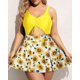 thumbnail image 3 of Trajes de baño de una pieza de talla grande para mujer con falda, cuello en V, estampado floral, trajes de baño con recortes, 3 of 5
