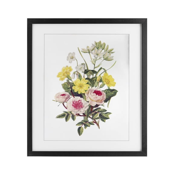Bushel of Wild Florals Black Framed Print Under Glass, design by Lettered and Lined
