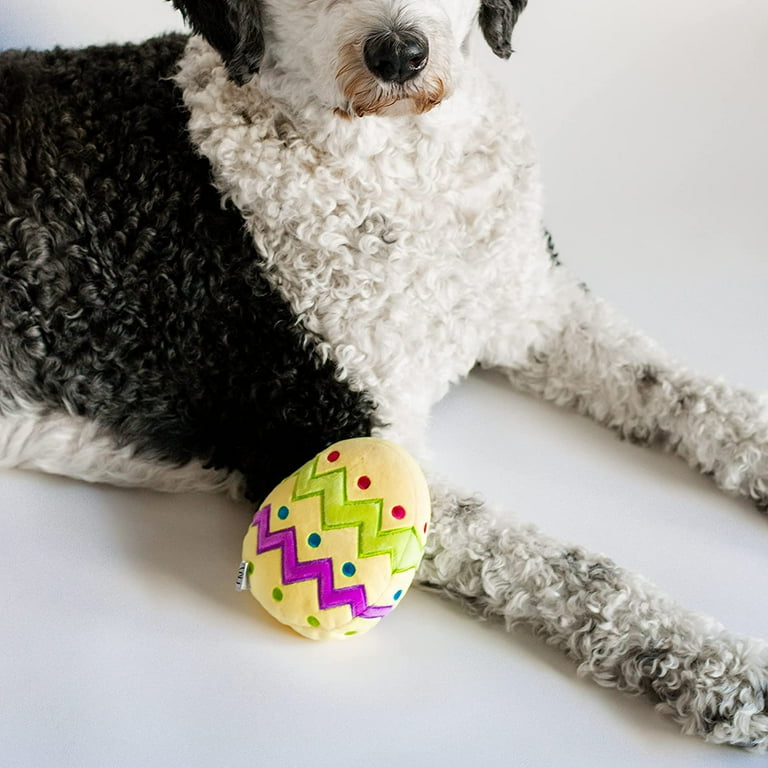 Midlee Plush Easter Egg Dog Toy with Squeaker Yellow Large