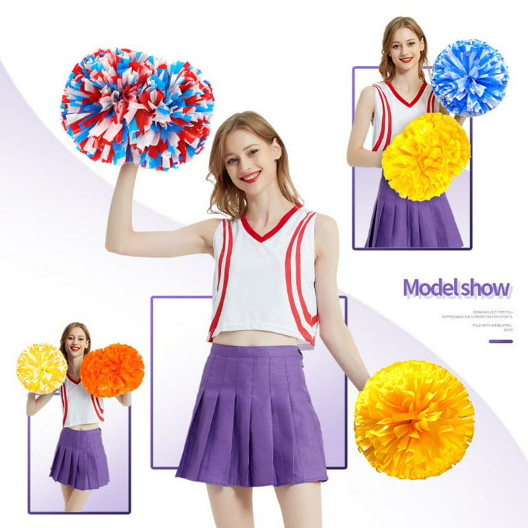 Pack of 2 Cheerleading Pom Poms 11 inch Foil Plastic Metallic Cheerleader  Pom Poms for Cheer Sport Kids Adults Team Spirit Cheering 