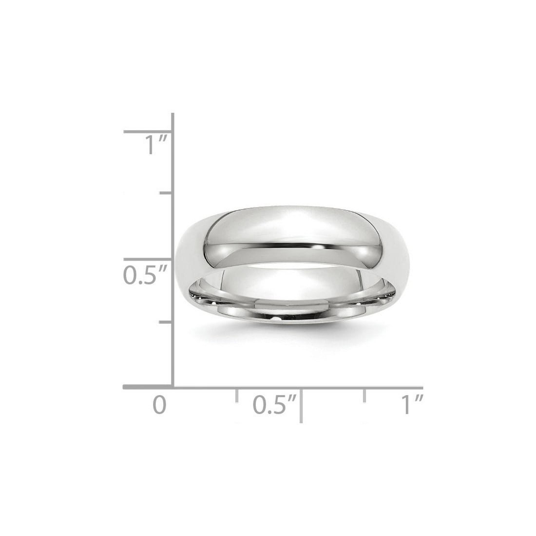 14k White Gold Solid Polished 6mm Comfort-Fit Band Ring Size 11 Ring for Women and Men - 9.4 Grams