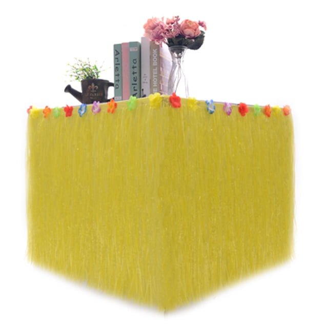 LYD Falda de mesa hawaiana de 9 pies de largo, decoración de fiesta de hibisco Luau, decoración de tema tropical LYD 1037801