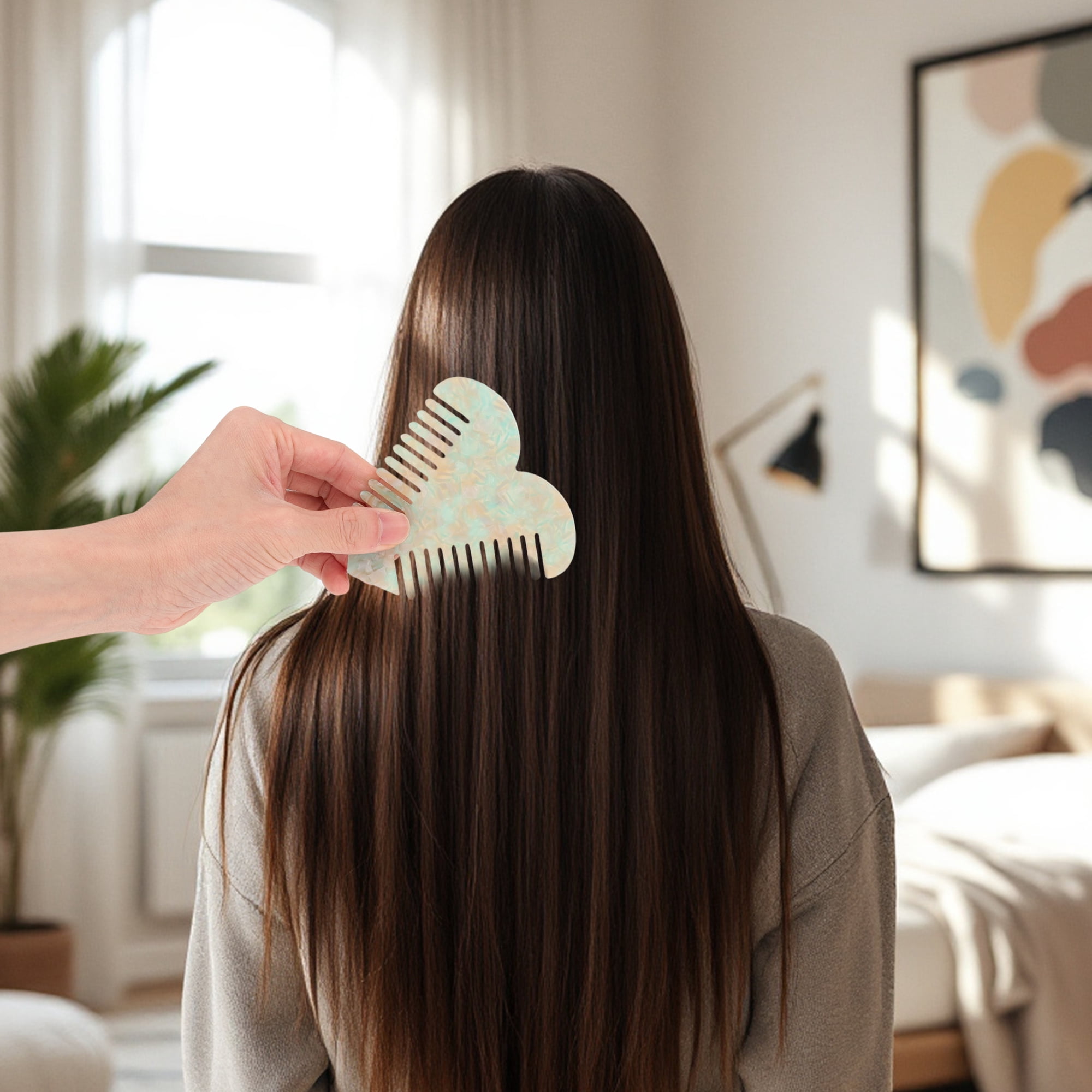 Unique Bargains 1 Pc Heart Shaped Hair Comb for Effortless Hair Care Styling Light Green