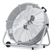 Magshion 24 Inch 3 Speed High Velocity Floor Fan, Heavy Duty Metal Industrial Drum Fan with Casters and Adjustable Tilt for Warehouse Workshop Commercial, Silver