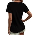 thumbnail image 3 of Blusa bordada con cuello redondo Blusa bordada de manga corta ajustada informal para mujer Verano Negro XXL, 3 of 3