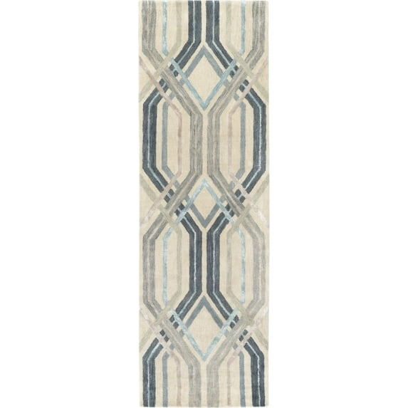 Surya BAN3390-268 Blue Banshee 3' X 8' Runner Wool Hand Tufted Geometric Area Rug