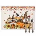 thumbnail image 2 of Gnome Pumpkin Placemats Set of 2 Thanksgiving Sunflower Heat Insulated Linen Place Mats, Washable Stain-Proof Table Mats for Dining Tables Holiday Decor 13x19inch, 2 of 9