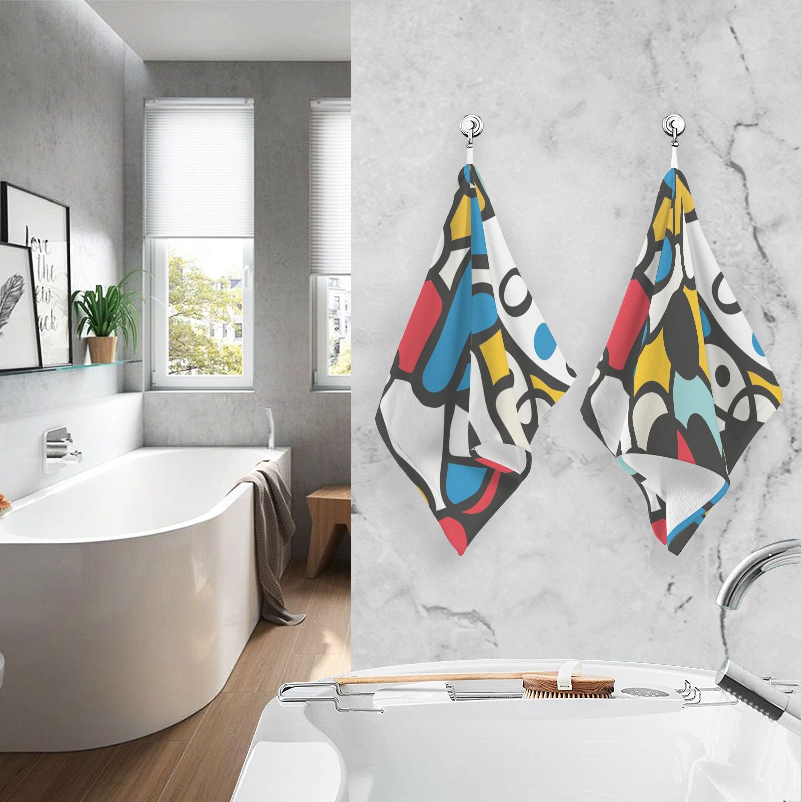 Irregular Shapes Hand Towels Cotton Bath Towels Large Face Towels Absorbent for Bathroom 2 Packs