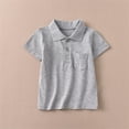 thumbnail image 4 of Maqroz Boys Short Sleeve Shirts Collared Tops Kids Casual Tees Front Button Placket Chest Pocket Athletic Golf Tennis Clothing Everyday Playwear Size 1-15 Years, 4 of 6