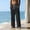 Black, variant on WIZUTIZ Mens Straight Leg Linen Pants, Striped Loose Elastic Drawstring Waist Summer Lightweight Lounge Beach Trousers