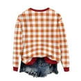 thumbnail image 5 of Womens Tops Plus Size Christmas Plaid Printed Long-sleeved Fleece Round-neck Vintage Letter Casual Sporty Sweatshirt Orange M, 5 of 6