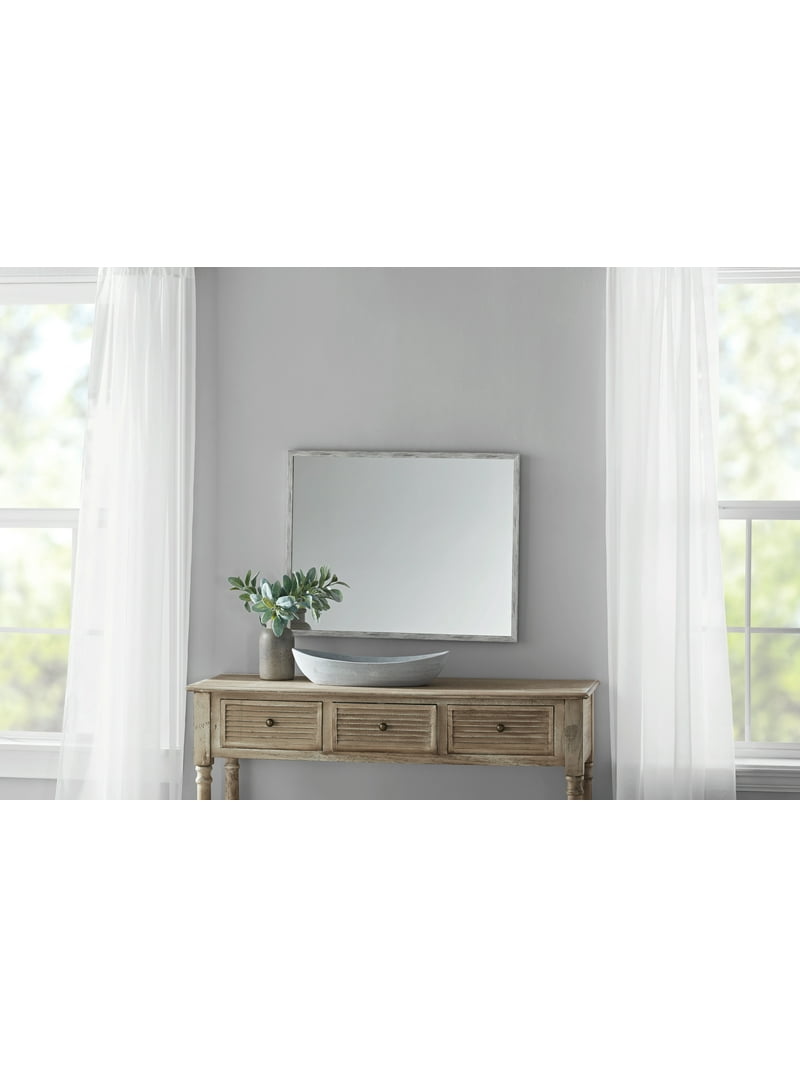 Mainstays Rectangle Wall Mirror, White, 23 x 29, Plastic Frame