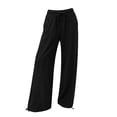 thumbnail image 3 of cocolona Womens Summer Casual Plus Size Pants Elastic Waist Straight Wide Leg Vacation Beach Pants with Pockets, 3 of 4