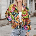 thumbnail image 3 of Jackets for Women Winter Coat Jackets Flannel Stand Collar Jacket(Rainbow Lollipop,Size:S-4XL), 3 of 7