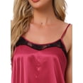 thumbnail image 4 of DARING DIVA Women's Lace Trim Silky Satin Chemise Babydoll Sleep Dress S Red, 4 of 6