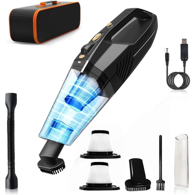 Kunova (TM) Handheld Vacuum Cleaner, 8000Pa Strong Suction Portable Hand Vacum Cordless with LED Light, 25-30Mins Long Runtime Rechargeable Battery Lightweight for Home and Car Carpet Stairs Pet Hair
