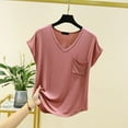 thumbnail image 2 of Lumtrix Pajama Tops Women Cap Short Sleeve Loose Fit Sleep Shirts Summer Casual Lightweight Breathable Lounge Blouse Light pink M, 2 of 3