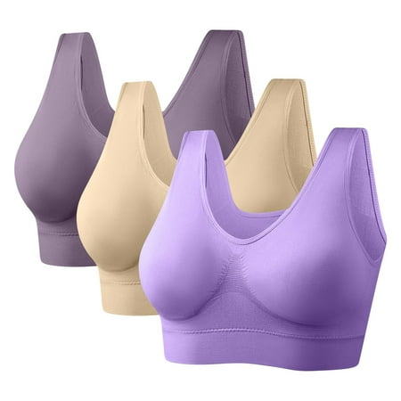 Babcutegg Womens Bra Comfortable Wireless Seamless Adjustable Straps Womens Underwear Purple Size 5XL