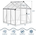 thumbnail image 5 of EastVita 6x6 FT Greenhouse for Outdoors Polycarbonate Greenhouse with Roof Vent Ground Nails Lockable Push Door Aluminum Large Walk-in Green House for Outside Garden Backyard Patio Lawn Silver, 5 of 9