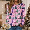 thumbnail image 2 of larppty Women's Ugly Christmas Sweaters Cute Christmas Tree Long Sleeve Crewneck Sweatshirts Casual Oversized Pullover Tops （Hot Pink, XXL）, 2 of 6