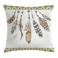 thumbnail image 1 of Feather House Decor Throw Pillow Cushion Cover, Authentic Graphic of Indian Old Hippie Spiritual Mysticism Icons Image, Decorative Square Accent Pillow Case, 24 X 24 Inches, Mint Brown, by Ambesonne, 1 of 1