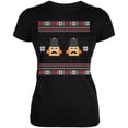 thumbnail image 1 of Nutcracker Full Color Ugly Christmas Sweater Black Juniors T-Shirt, 1 of 1
