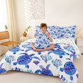 thumbnail image 4 of jejeloiu Watercolor Sea Turtle 7 Pieces Full Size Bedding Sets,Coral Print Full Size Bed in a Bag For Boys,Blue White,Polkadot Reversible, 4 of 7