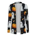 thumbnail image 6 of Kilaqueen Lightweight Cardigans for Women Trendy Open Front Halloween Cardigan Loose Long Sleeve Medium Length Coat Bat Pumpkin Graphic Fall Tunic Shirt, 6 of 7