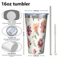 thumbnail image 4 of 16oz Tumblers Pioneer Flower Floral Print Pattern Stainless Steel Vacuum Insulated Double Wall Travel Tumbler Cups Mug with Lid and Straw,Cleaning Brush for Coffee,Tea, 4 of 4