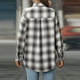 thumbnail image 4 of Kixjoy Flannel Shirt Women Long Sleeve Button Down Plaid Shirt Lightweight Casual Winter Tops Plus Size Fashion Fall Tops for Women 2025 with Pockets, Gray XL, 4 of 6