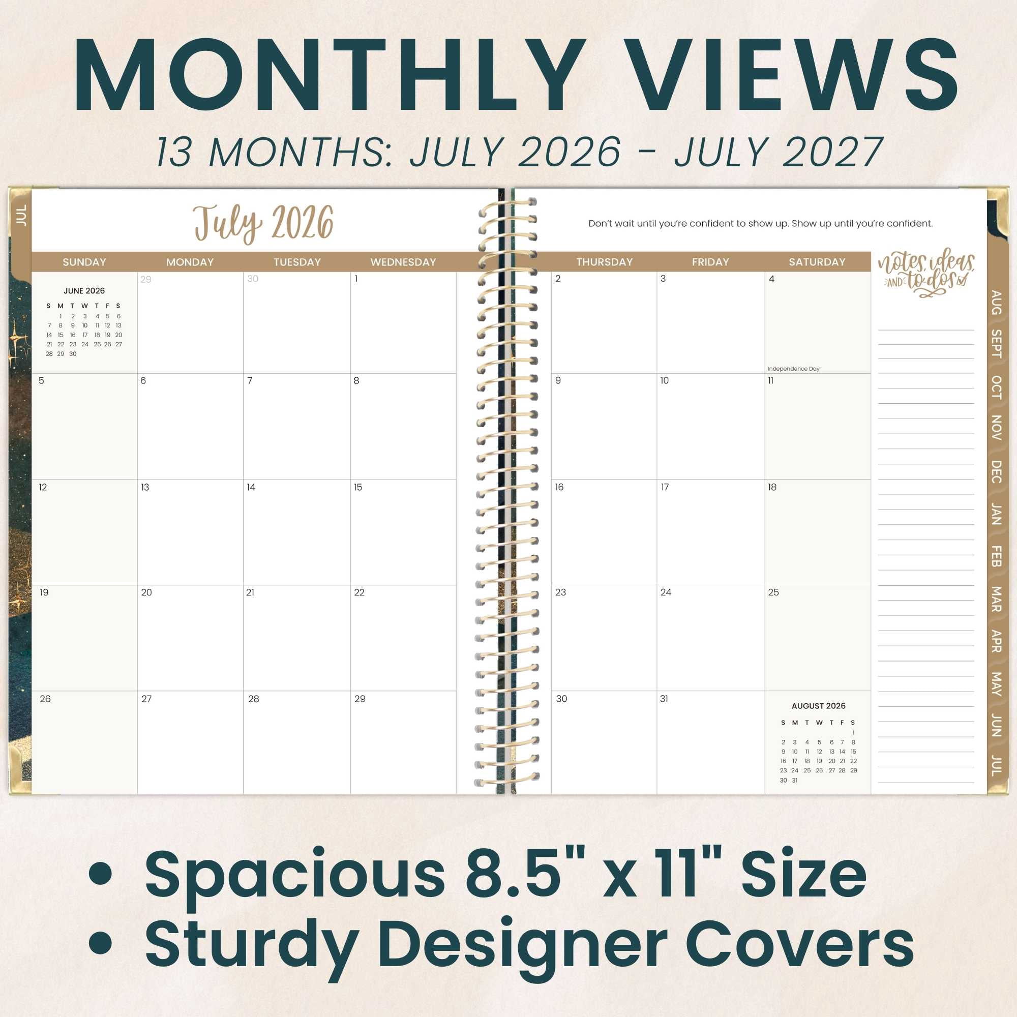 bloom daily planners 2026-2027 Academic Planner, 13-Month Monthly & Weekly Hard Cover, 8.5" x 11", Celestial Skies