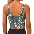 thumbnail image 4 of Goofa Flowers and Bee Printed Sports Bras for Women, High Impact Running Bra Workout Crop Tank Tops Longline Sports Bra Push up-Small, 4 of 9