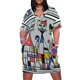 thumbnail image 1 of Vestido de noche de lujo con bolsillos para mujer traje holgado de estilo coreano con diseño de gatos mondrianos de mediados de siglo, 1 of 7