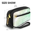 thumbnail image 3 of YFYANG Leather Portable Travel Small Makeup Bag, Multifunctional Storage Bag, Green Vintage Bird Texture Pattern Cosmetic Bag, 3 of 4