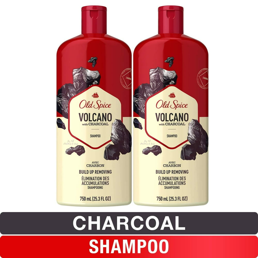 Old Spice Shampoo for Men, Charcoal BuildUp Removing, Volcano, 25.3 fl
