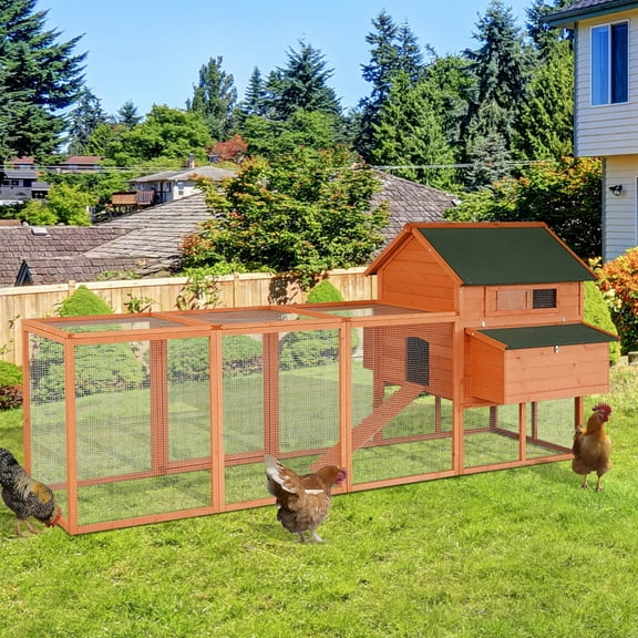 PawHut Lockable Chicken Coop Wood Construction Poultry House with Nest Boxes