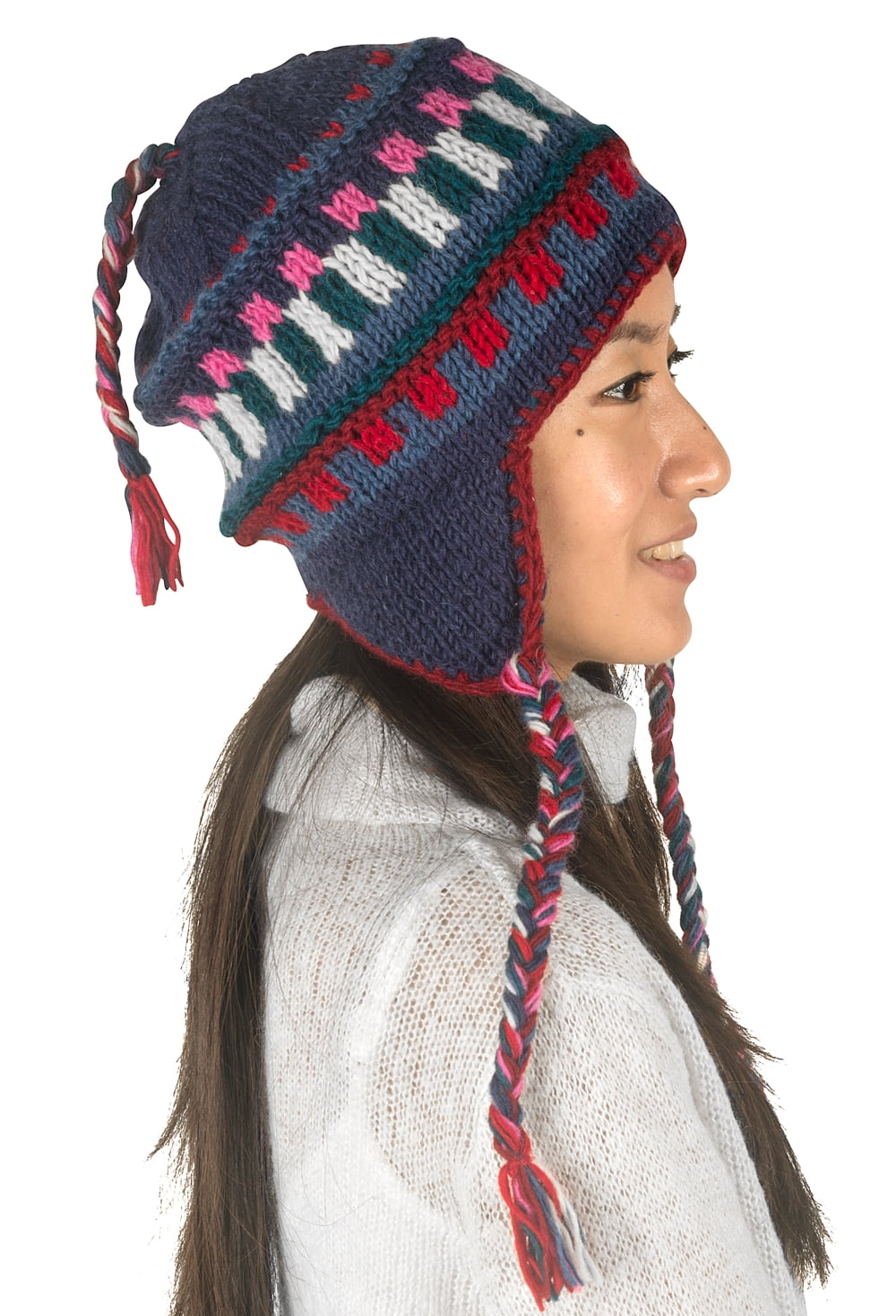Knit Wool Hat EARFLAP HAT Ski Hat Handmade- Adult or Teen Gray Hat Knit Earflap Hat Gray Wool Hat Earflap Hat Knit Hat