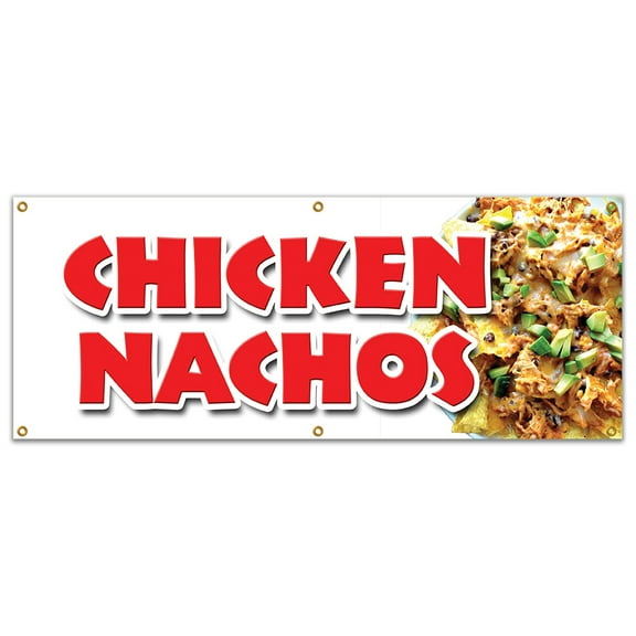 72" CHICKEN NACHOS BANNER SIGN snack melted mexican chili taco tex mex food
