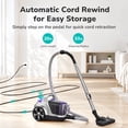 thumbnail image 5 of Vacuum Cleaner, 30Kpa 1600W Bagless Vacuum Cleaners 4QT Dust Cup, Double HEPA Filter, Retractable Cord, Lightweight Vacuum Cleaner with 5 Tools for Hard Floors, Silver Purple, 5 of 7