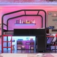 thumbnail image 2 of Leumius Twin Size Low Loft Bed with Side Desk and Usb Ports, Gaming Style Metal Loft Bed with Led Lights, Storage Cabinets and Chic Canopy Design for Bedroom Guests Black, 2 of 9