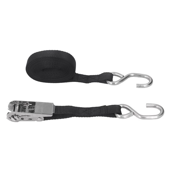 KIMISS Sangles d'Arrimage à Cliquet 1 Po 25mm Noir Antirouille Couture Précise pour Moto Remorque Camion Kayak Bateau