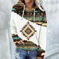 thumbnail image 2 of Western Aztec Hoodies for Women Geometric Print Pullover Casual Vintage Ethnic Long Sleeve Loose Hooded Sweatshirt Tops, 2 of 5