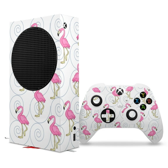 WraptorSkinz Skin Wrap compatible with the 2020 XBOX Series S Console and Controller Flamingos on White (XBOX NOT INCLUDED)