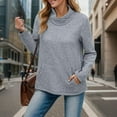 thumbnail image 4 of biudgviw Women's Sweatshirts for Cold Winter Casual Ribbed Knit Cowl Neck Tops Long Sleeve Pullover Sweaters with Pockets, 4 of 7