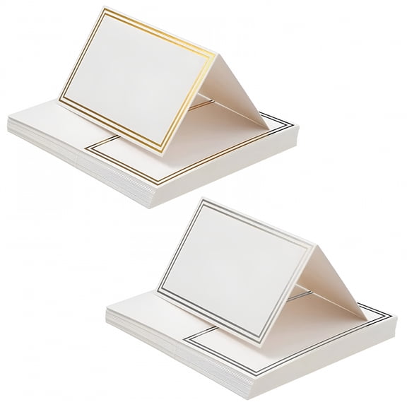 CCOCC Name Cards for Place Seat,50 PCS Blank Name Place Cards Folded Place Name Cards for Wedding Banquets Events(Gold,Silver)