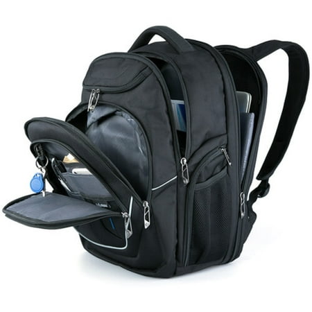 Swissdigital Design - Terabyte TSA-friendly Backpack with USB Charging port/RFID protection and fits up to 15.6" laptop - Black