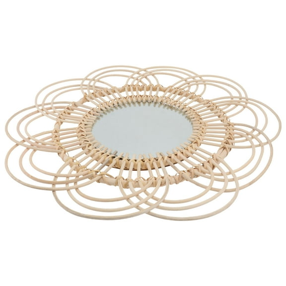 Niceauty 1Pack Khaki Wall Mirror Rattan Decorative Mirror for Home Decor