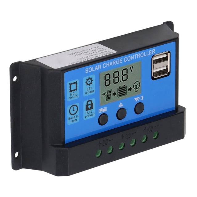 12V/24V Auto-Switch Solar Charge Controller with MPPT Technology, 100A LCD Display, Dual USB 5V/2A Output, Aluminum Alloy Body, Overheat/Overcurrent Protection, 3600W Max PV Power for 18V/36V Solar