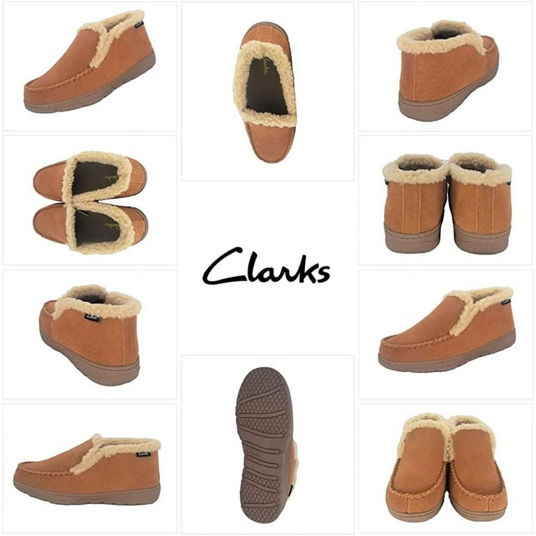 Clarks Mens Suede Leather Sherpa Lined Ankle Bootie Slipper JMH1952 Removable Padded Insole Indoor Outdoor House Slippers For Men 13 M US Cognac Walmart