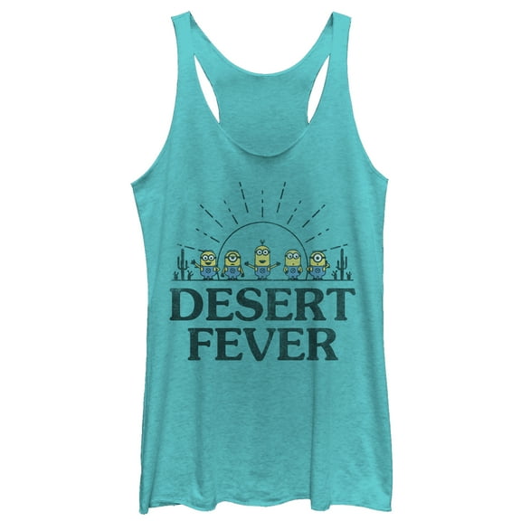 Women's Despicable Me Minions Desert Fever  Racerback Tank Top Tahiti Blue Medium